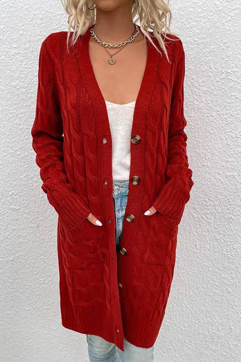 CWOCAL00832_SINGLE-BREASTED CASUAL KNITTED CARDIGAN JACKET