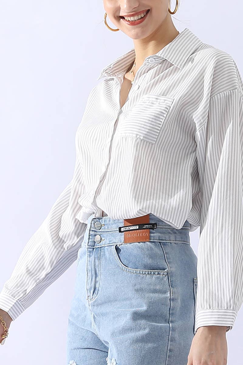 CWTSTL450_VERTICAL STRIPE BUTTON DOWN ONE POCKET SHIRTS