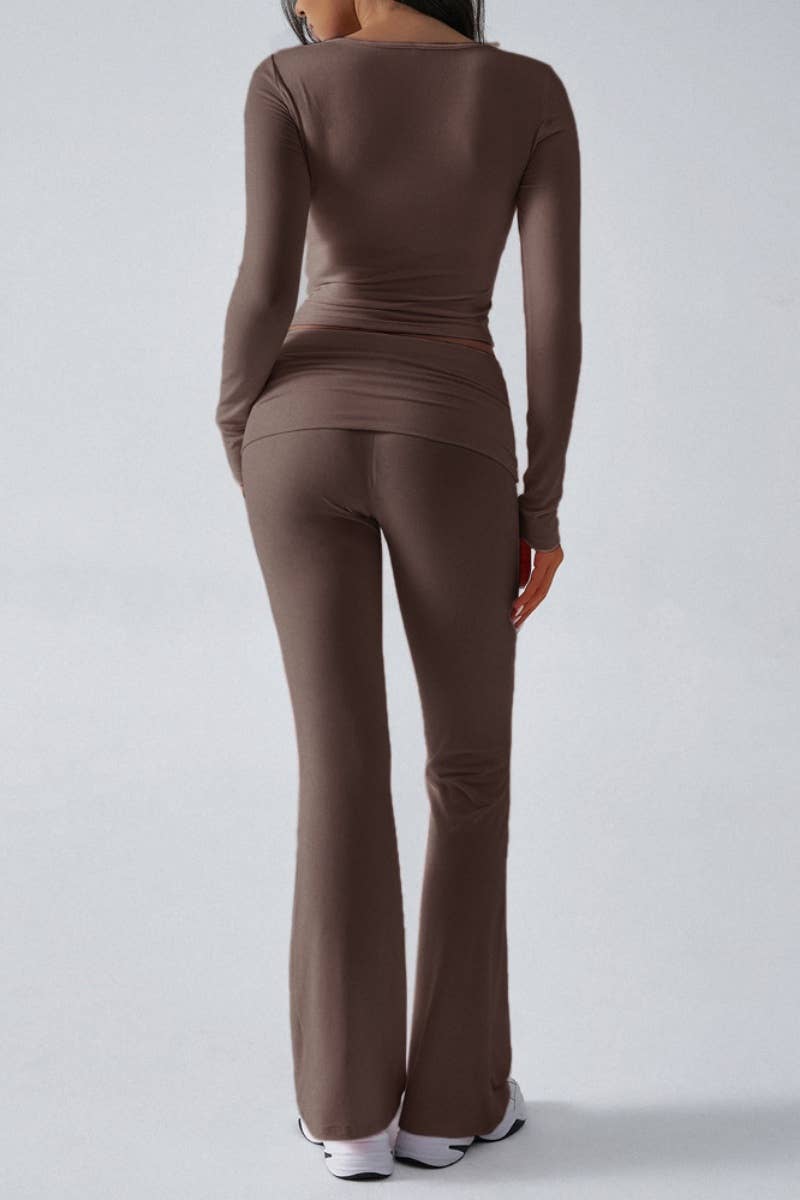 CWSS0769_SLIM-FIT V-NECK LONG SLEEVE TOP SHORT PANT SUIT