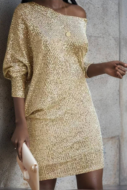 CWDSD7905_ONE-SHOULDER SEQUIN MINI DRESS FOR EVENING