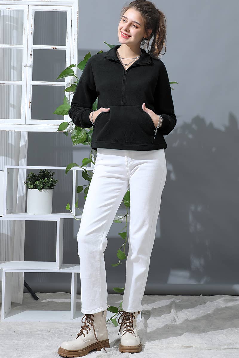 CWOJA705-P_NECK HALF ZIP UP FLEECE PULLOVER ANORAK JACKET