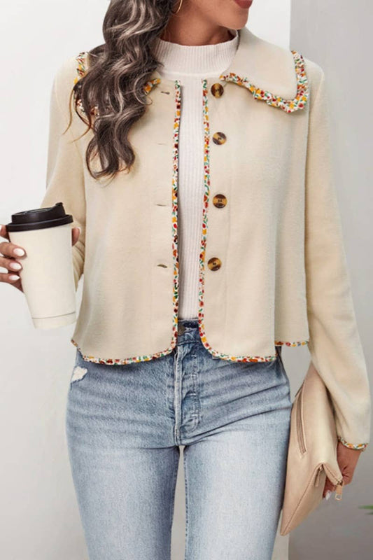 CWOCO1023_AUTUMN WINTER LONG SLEEVE BUTTON COAT SHORT