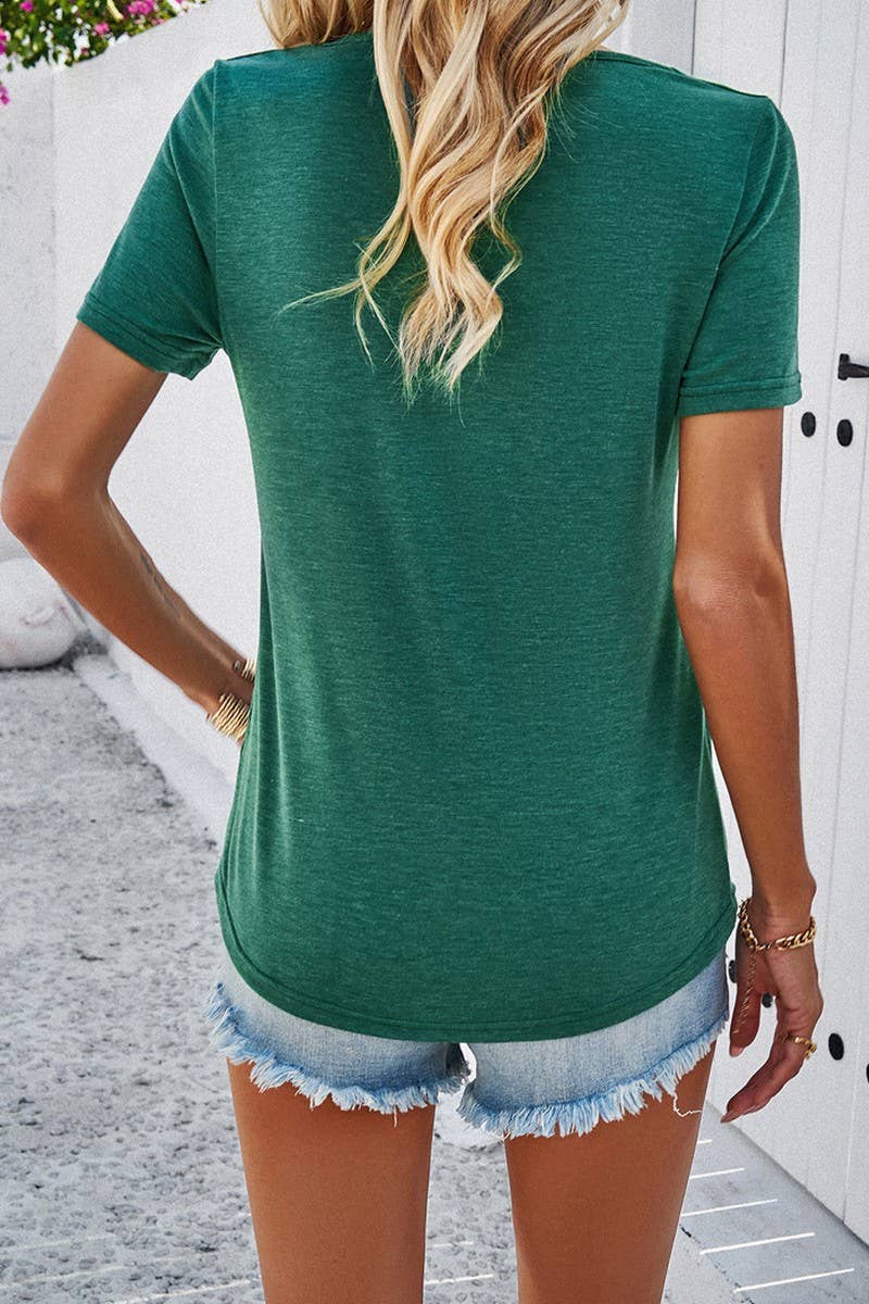 CWTBLS0386_V-Neck Short Sleeve Top