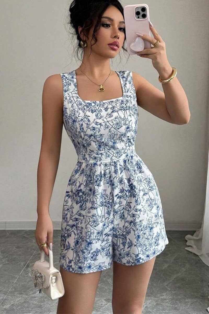 CWSBSSL0158_SUMMER FLORAL LACE-UP VEST JUMPSUIT