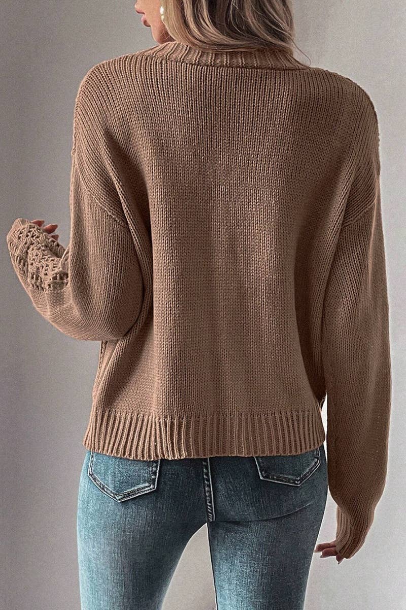 CWOCAL2184_SOLID COLOR SINGLE-BREASTED LONG-SLEEVED CARDIGAN