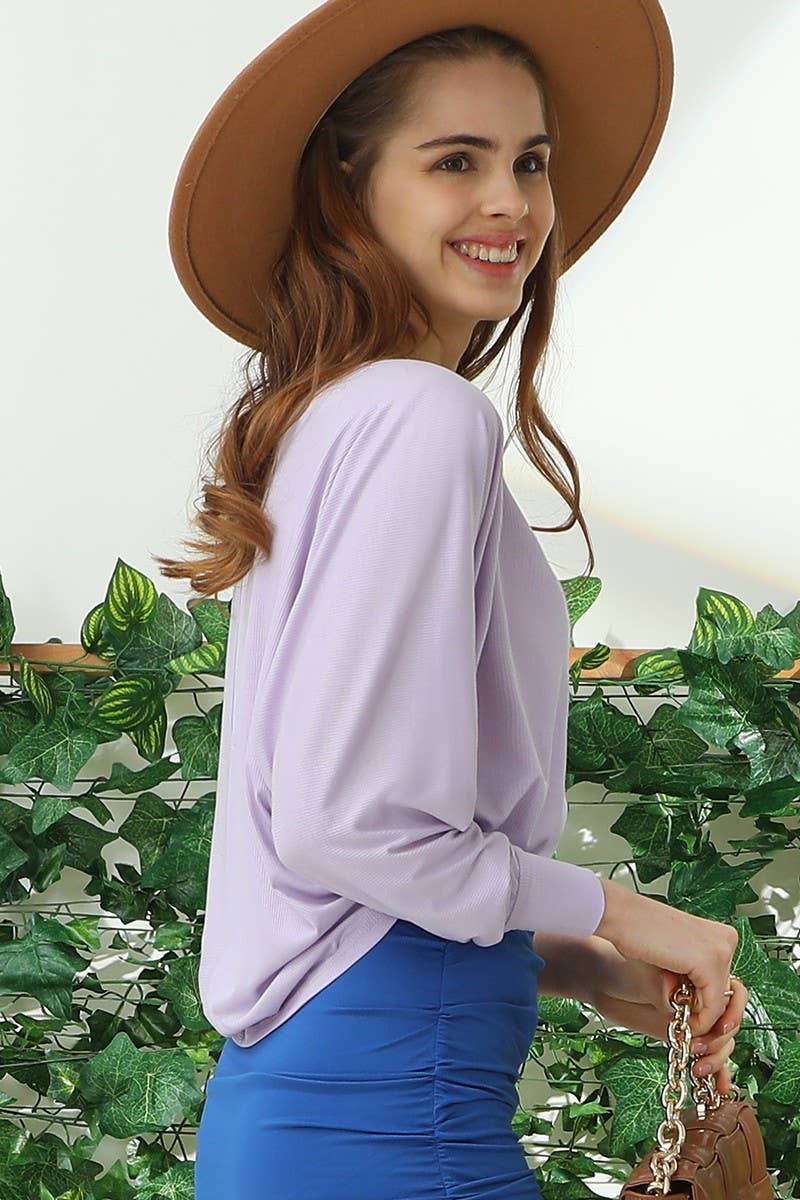 CWTTL1506_ROUND NECK BATWING SLEEVE TOP