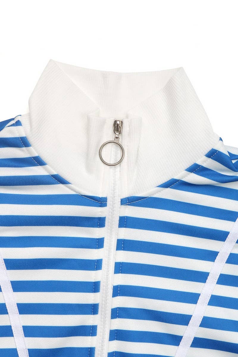 CWTBLL00752_STRIPED CASUAL POLO NECK ZIP-UP SWEATSHIRT