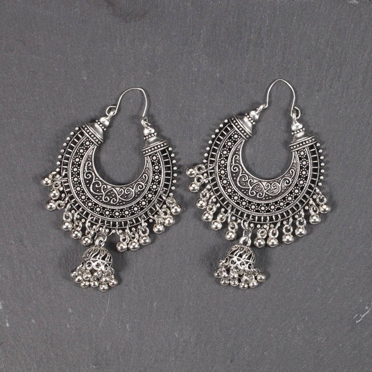 CWMM10440_BOHO FLOWER MOON VINTAGE BELL DANGLE EARRINGS