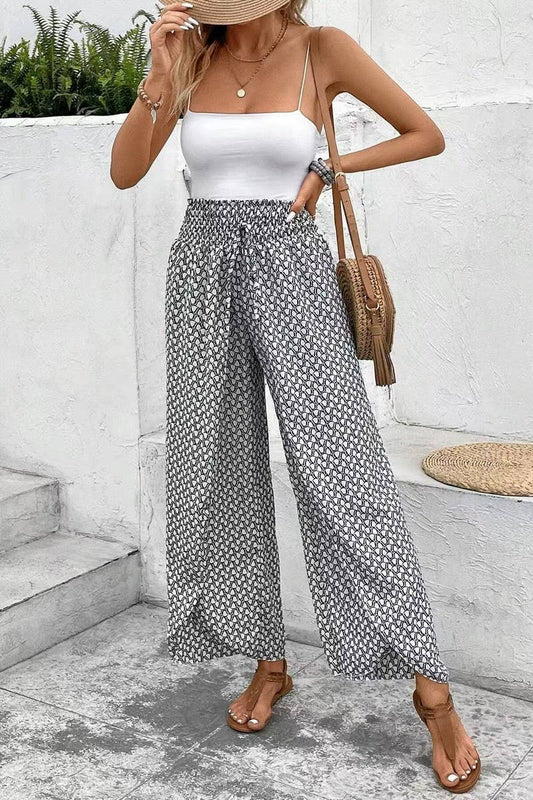 CWBLP2061_FLORAL SIDE SLIT WIDE LEG SKIRT PANTS