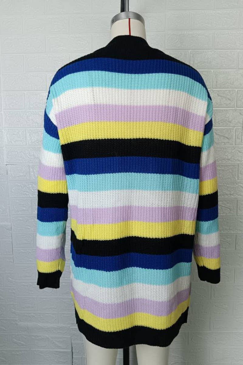 CWOCAL0767_LOOSE STRIPED LONG HALLOWEEN CARDIGAN SWEATER