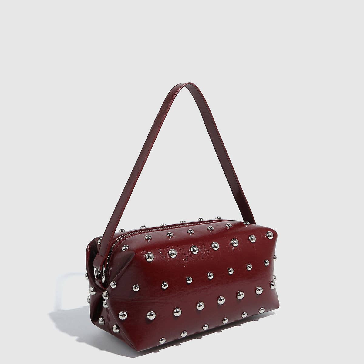 Mushroom Studded Tote & Bowling Shoulder Bag_CWAB5712