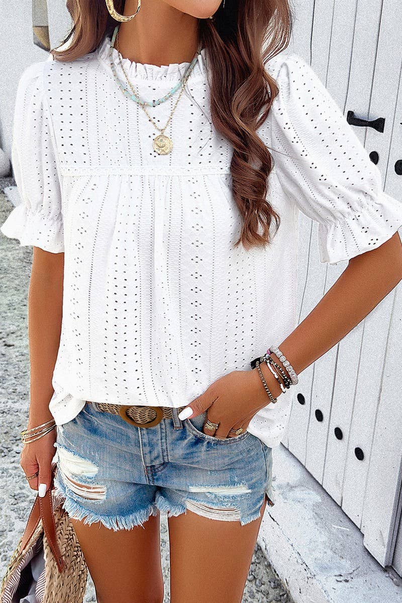 CWTBLS0389_Round Neck Short Sleeve Top