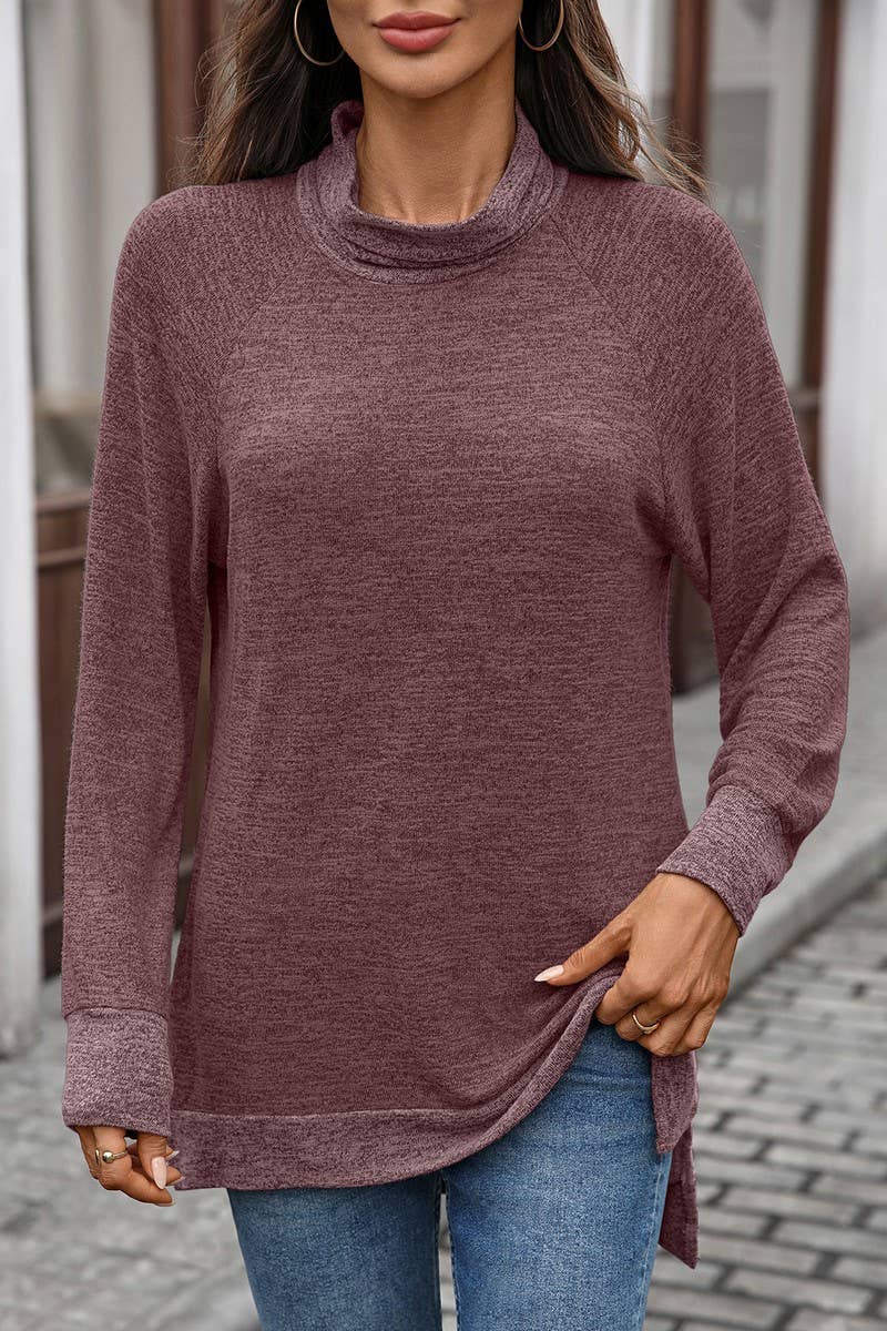 CWTBLL01308_COLORBLOCK SCARF NECK LONG SLEEVE CASUAL TOP