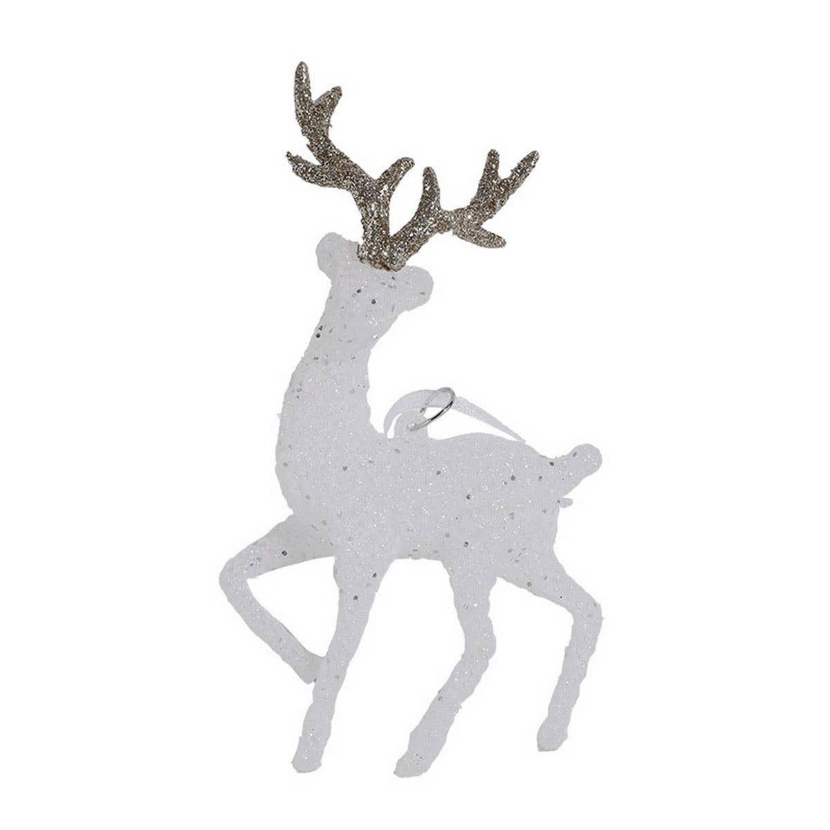 Plastic Flocked Reindeer Glitter Xmas Table Decor_CWMM9692