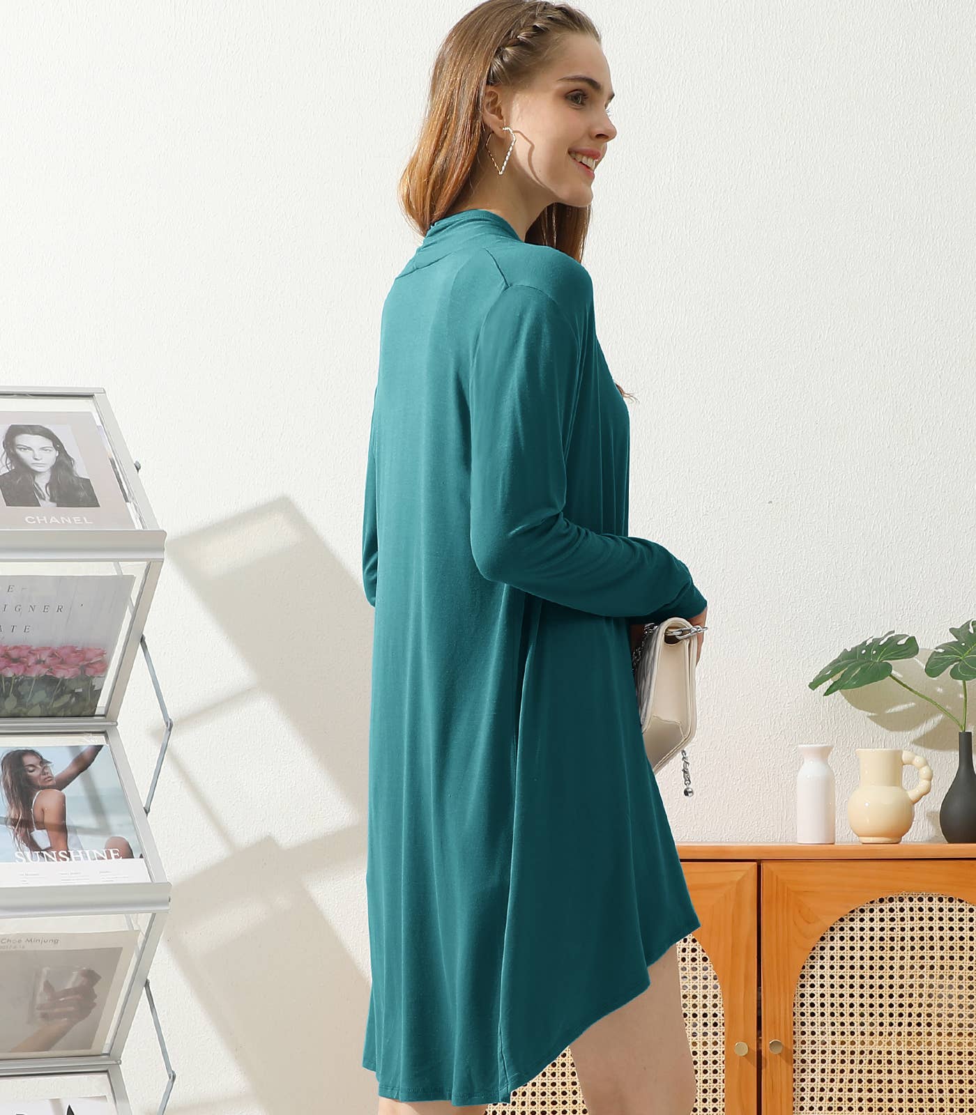 AWTL074_Long Sleeve Casual Open Front Long Cardigan