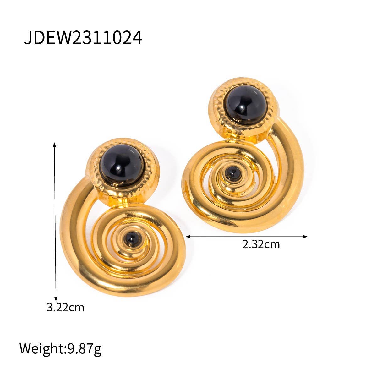 18K GOLD STAINLESS STEEL SPIRAL HOOP EARRINGS_CWASC1658