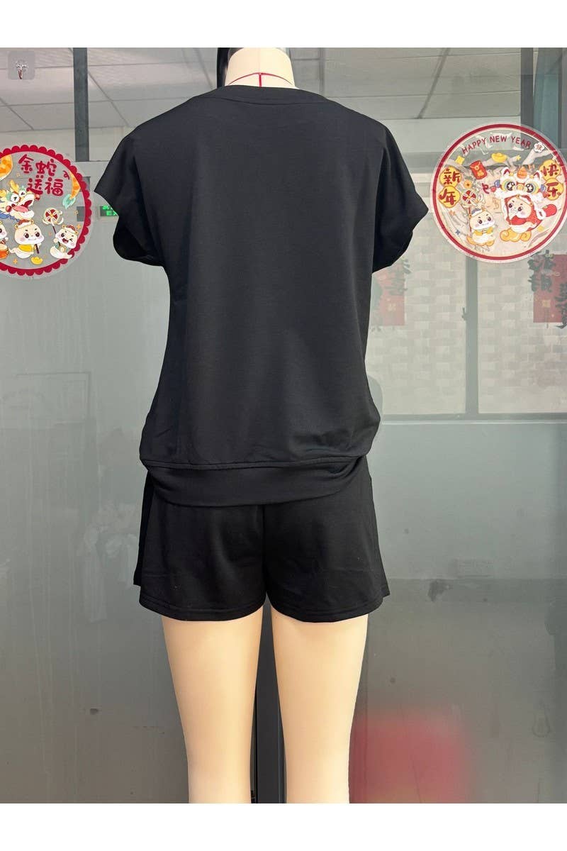 CWSTB00487_2025 SPRING SUMMER WOMEN 2 PIECE SET SHORT SLEEVE