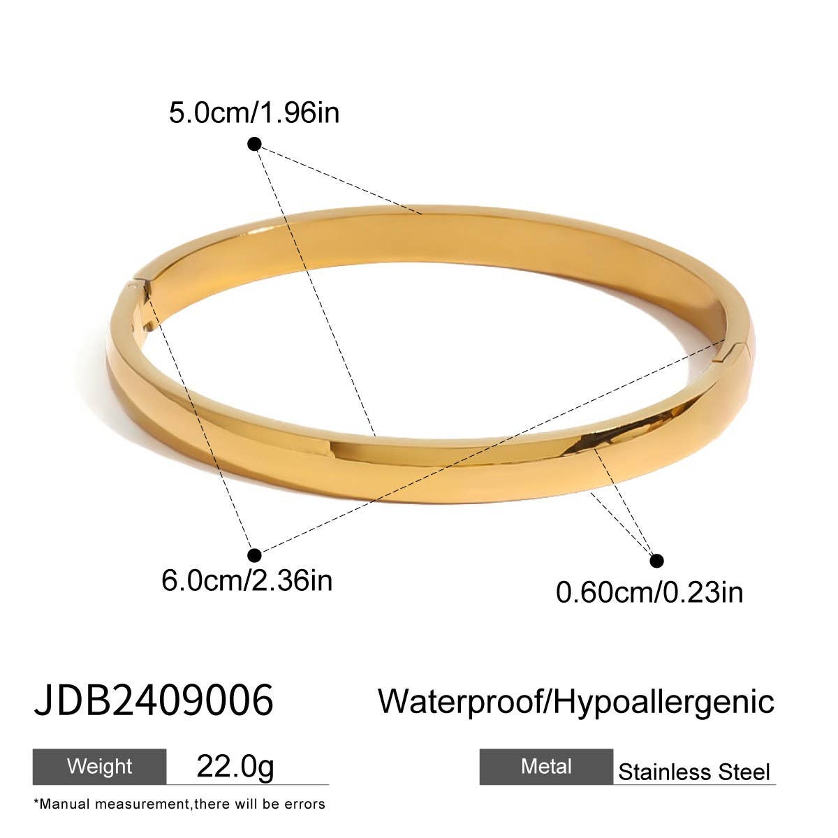 Stainless Steel Curved Clasp Bangle, Sleek Style_CWAJE4661