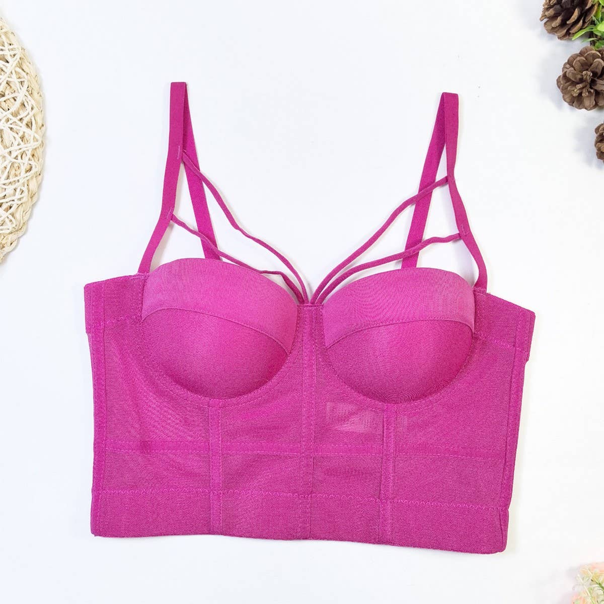 SEAMLESS NO CUP MESH SLIM HERRINGBONE CORSET