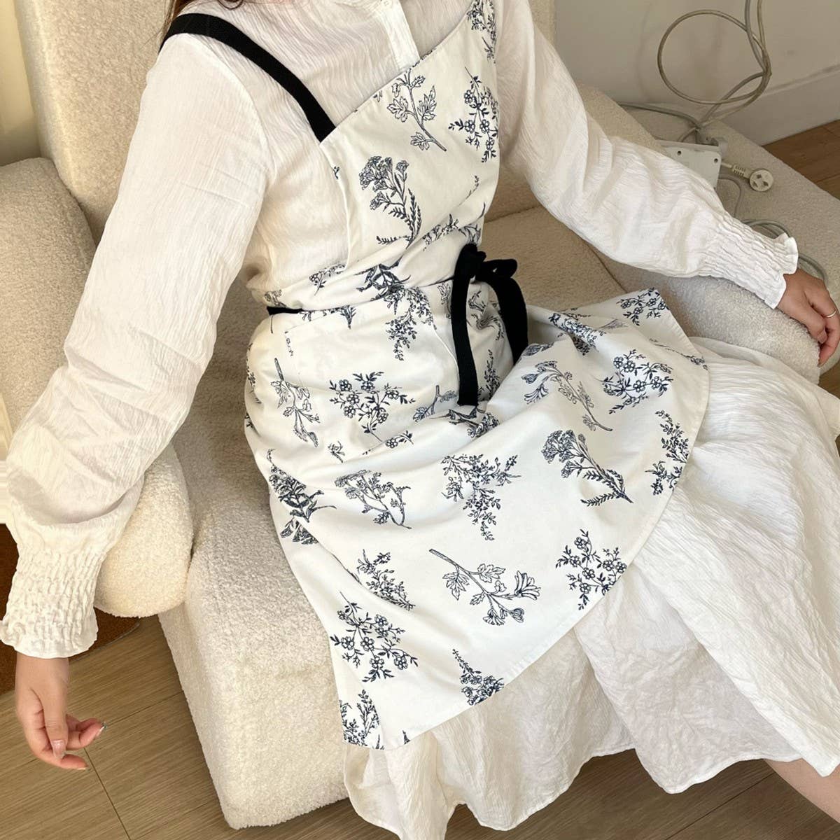 PURE COTTON CANVAS DRAWSTRING APRON_CWMM5809