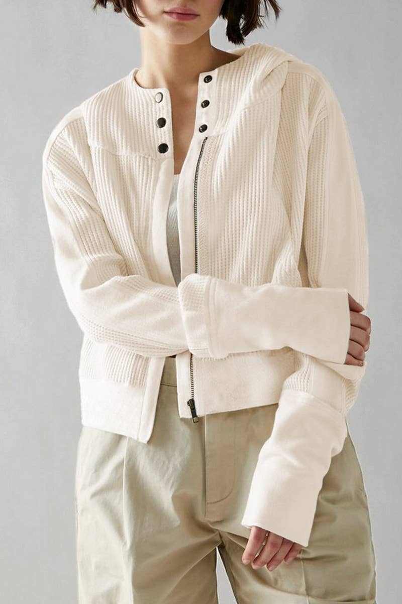 CWOJA1749_SLOUCHY ZIP-UP CROPPED PANEL HOODIE JACKET