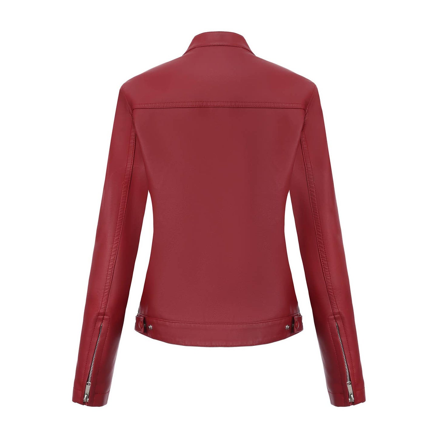 Fashionable stand-up collar short leather jacket