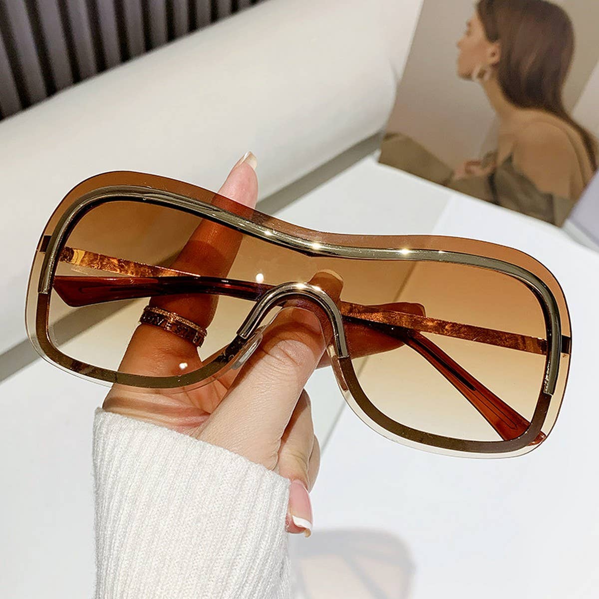 INTEGRATED METAL SUNGLASSES FRAMELESS GLASSES
