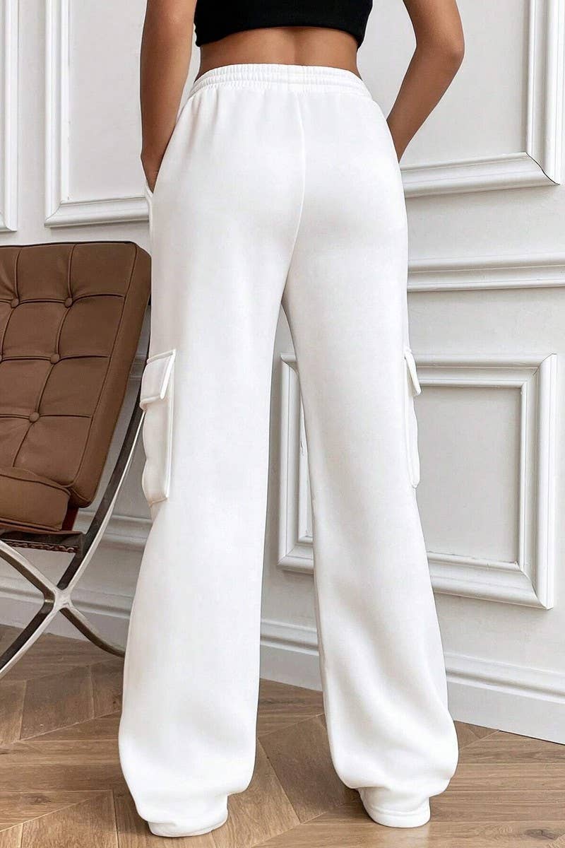 CWBLP0975_POCKET ELASTIC WAIST STRAIGHT WIDE LEG SWEATPANTS