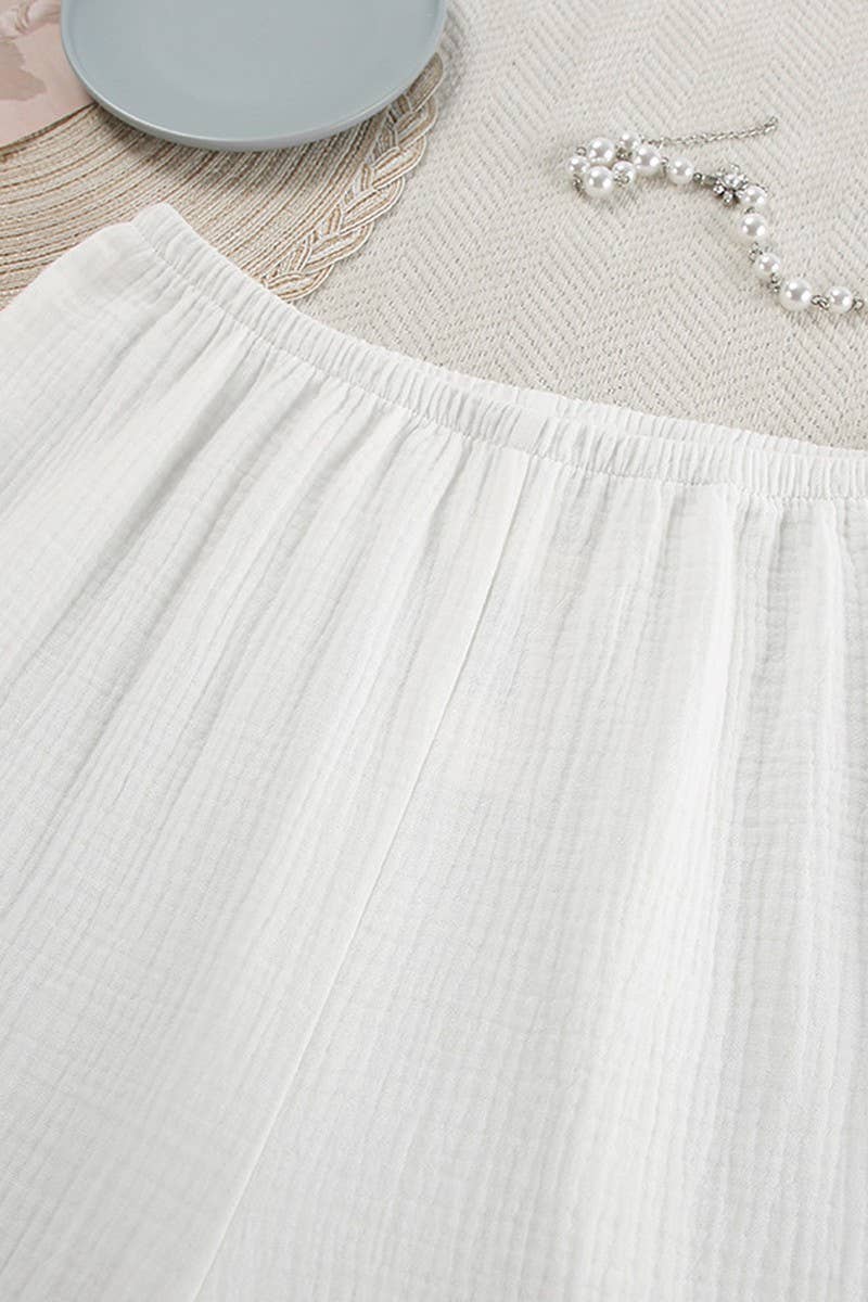 CWSPJ0095_LOOSE LACE UP LONG SLEEVED PANTS PAJAMAS SET