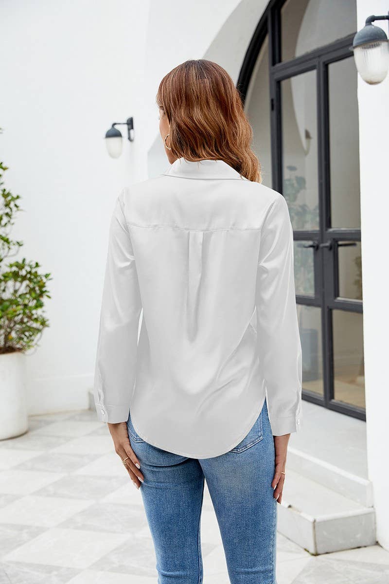 CWTSTL1532_SOLID SATIN BUTTON POCKET LONG SLEEVE SHIRT