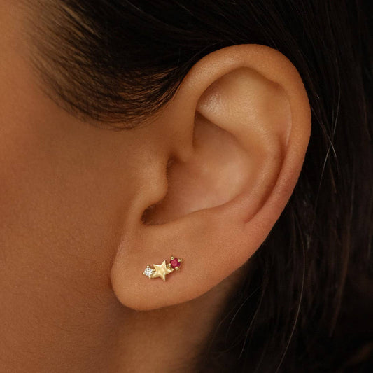 Zodiac Star Stud Earrings Simple Stainless Steel_CWAJE5039