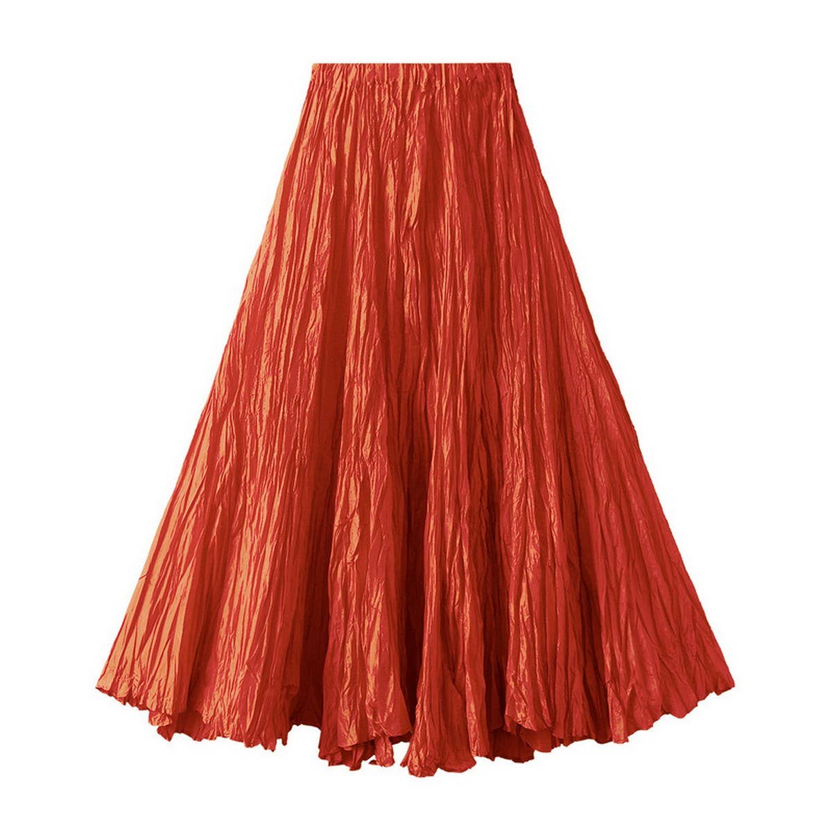 Loose Pleated A-Line Flared Casual Midi Skirt