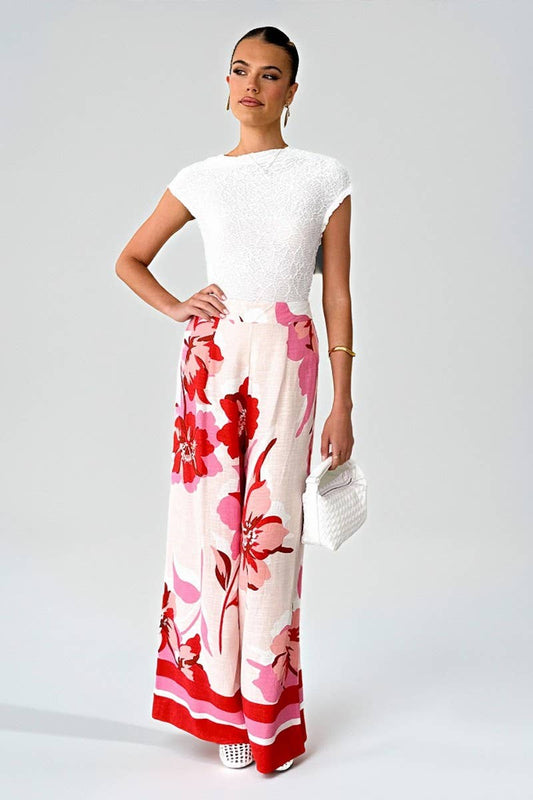 CWBLP890_PRINTED LOOSE WIDE-LEG CASUAL STRAIGHT TROUSERS