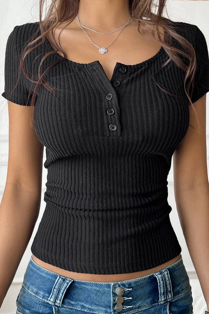 CWTTS1429_SPRING AND SUMMER SEXY SLIM SHORT-SLEEVED T-SHIRT