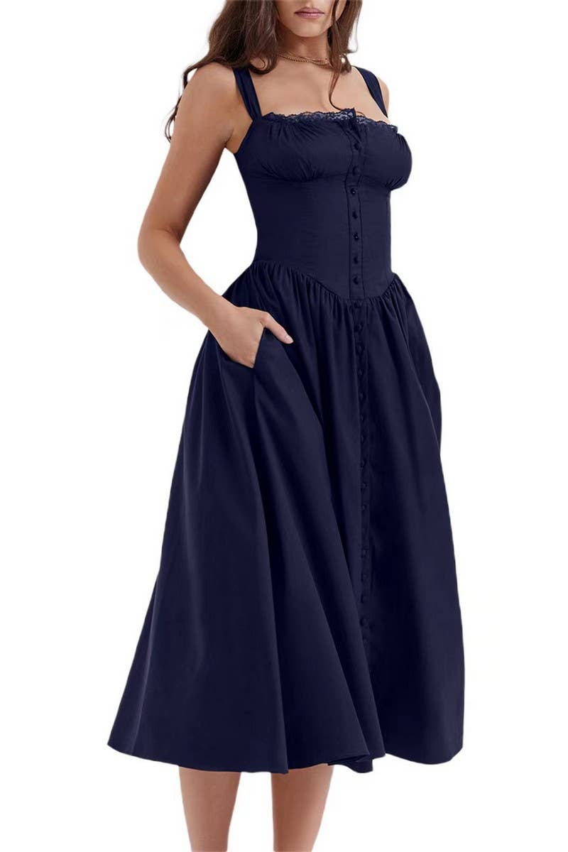 CWDMD5945_FLORAL OR SOLID STRAPLESS SLEEVE MAXI CAMI DRESS