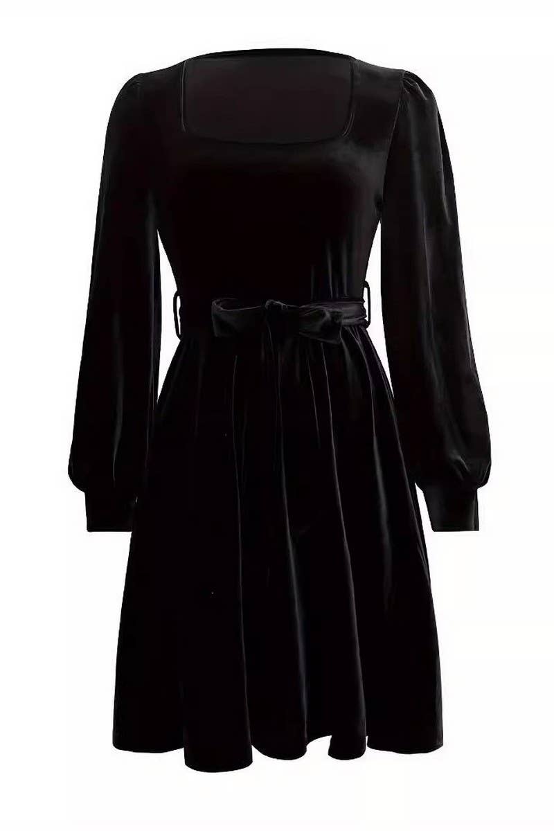 CWDSD7622_ELEGANT AND VERSATILE SLIM WAIST STRETCH DRESS