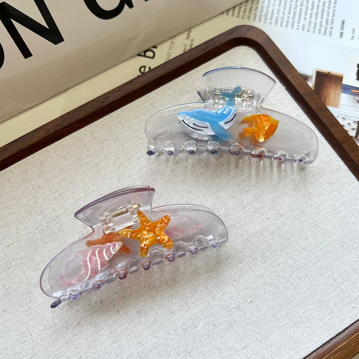 Minimal Clear Bag Starfish Claw Clip ? Ocean Vibes