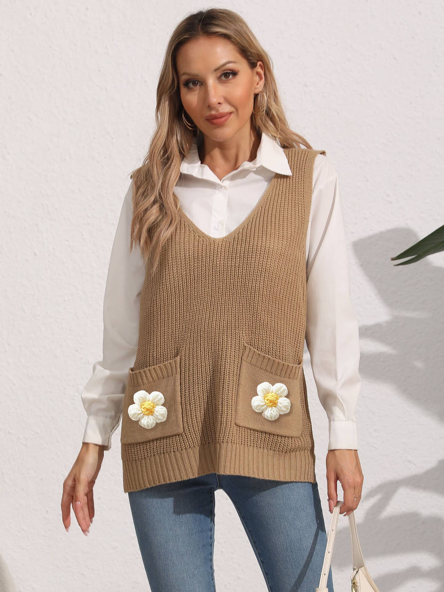 DOUBLE POCKET STITCHING V-NECK WAISTCOAT