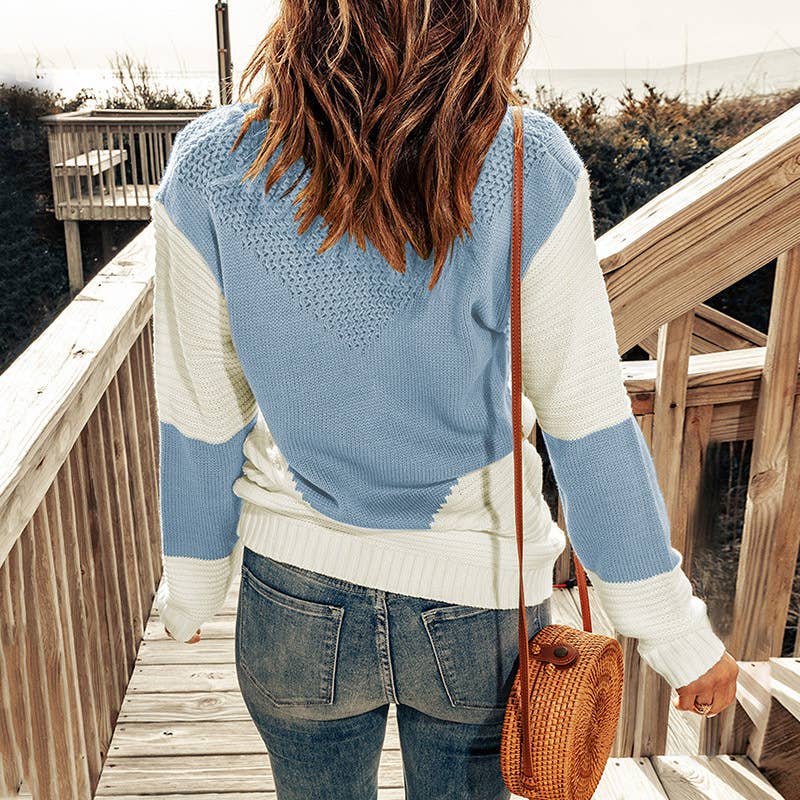 CREW-NECK COLOR MATCHING BASE PULLOVER SWEATER