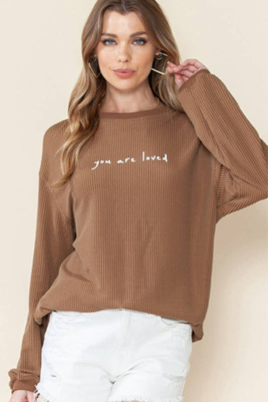 CWTBLL3077_CORDUROY CREW NECK LONG SLEEVE BAGGY TOP
