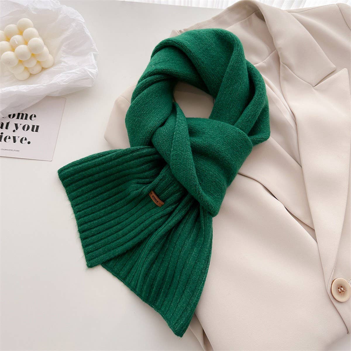 Warm Minimalist Wool Wrap Scarf for Fall Days