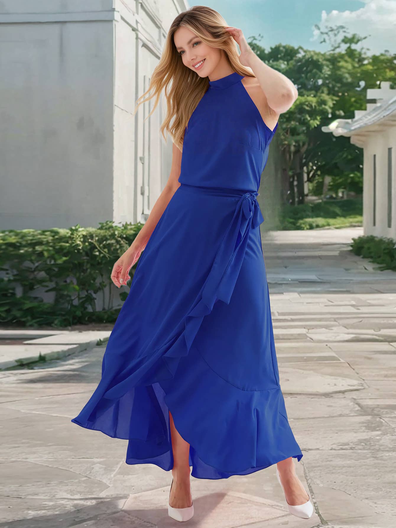 Elegant Ruffle Asymmetrical Ties A-Line Skirt