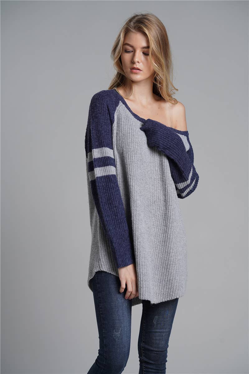 ALL-IN-ONE LONG LOOSE SOLID PULLOVER SWEATER