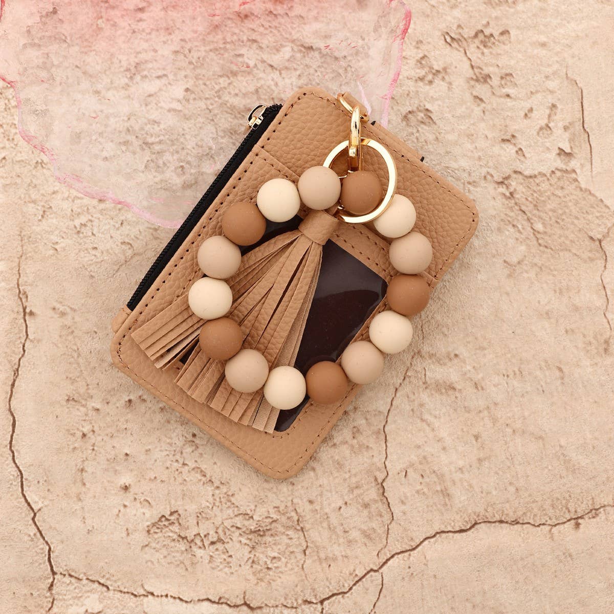 Leopard Card Wallet with PU Leather Keychain_CUAB00442