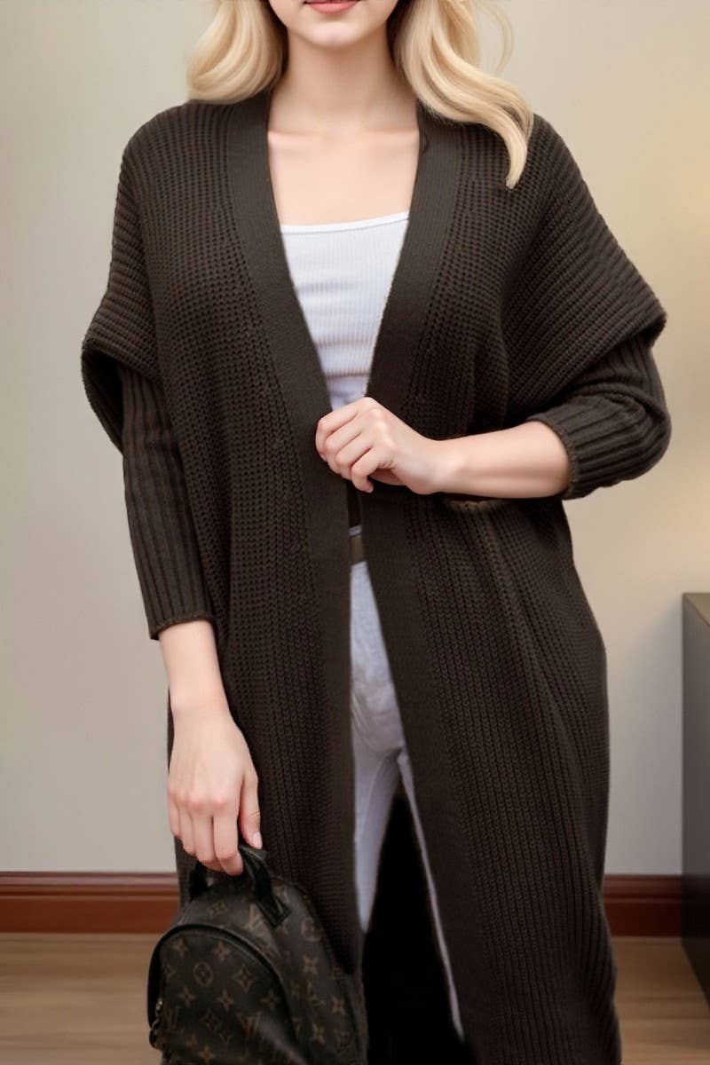 CWOCAL00563_LOOSE SOLID COLOR KNITTED CARDIGAN SWEATER