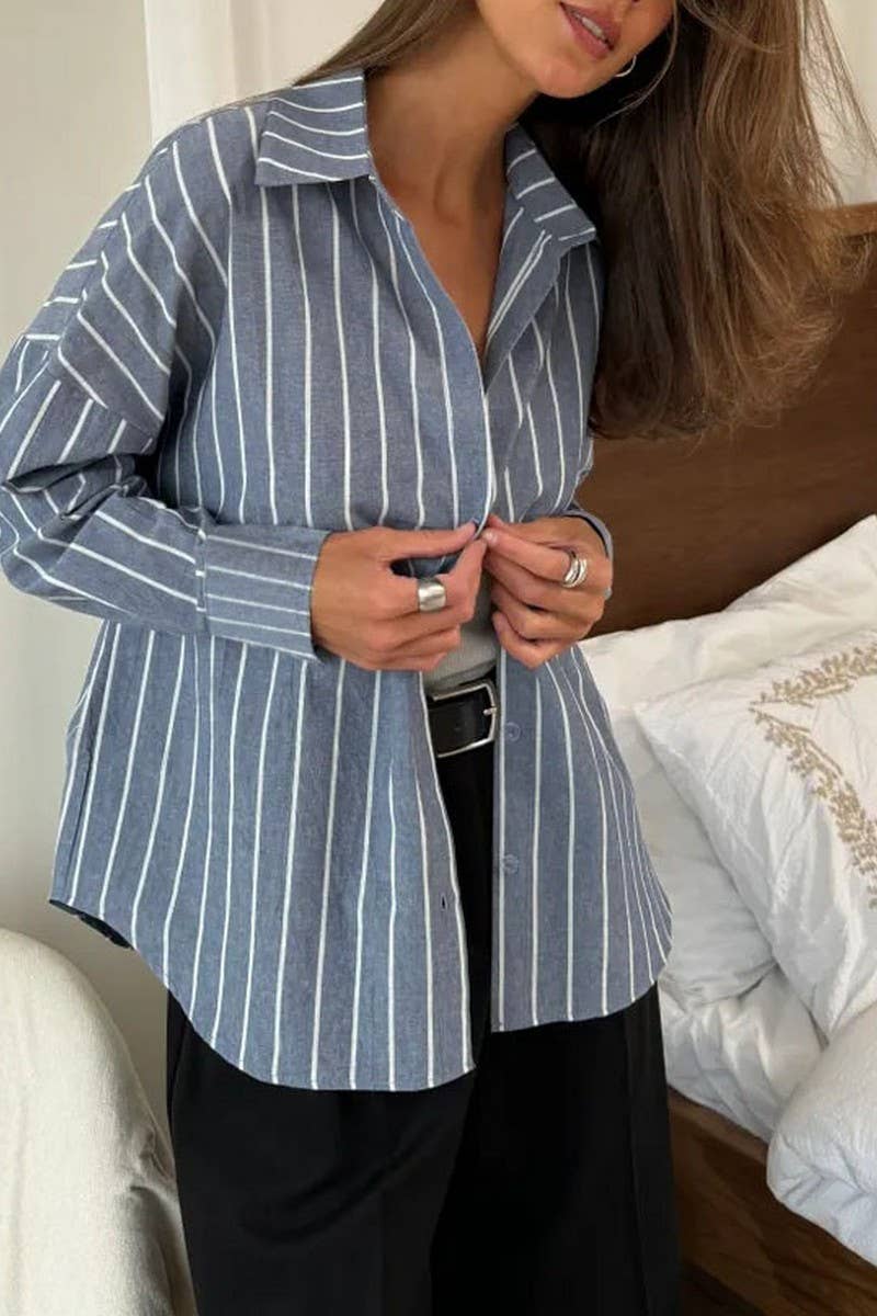 CWTSTL2896_STRIPED LONG SLEEVE BUTTON-UP SHIRT TOP