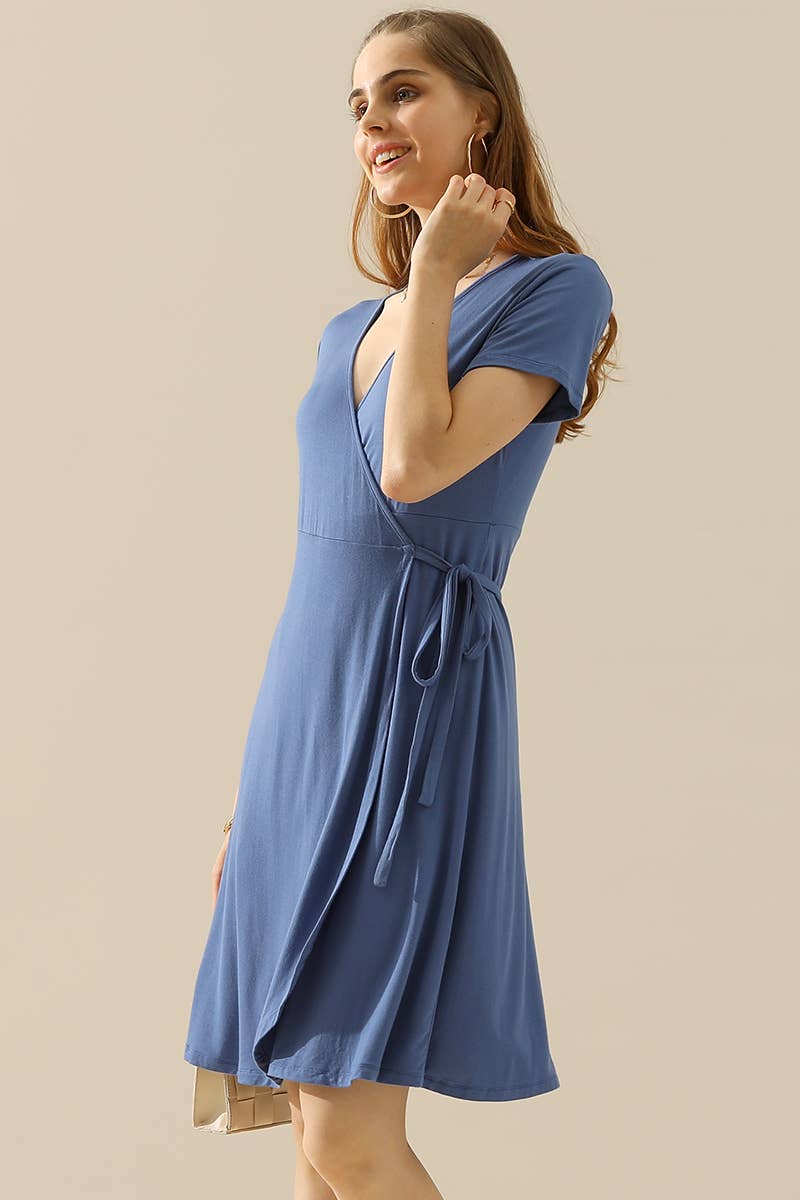 CWDSD10372-P_PLUS SIZE V NECK CASUAL WRAP DRESSES