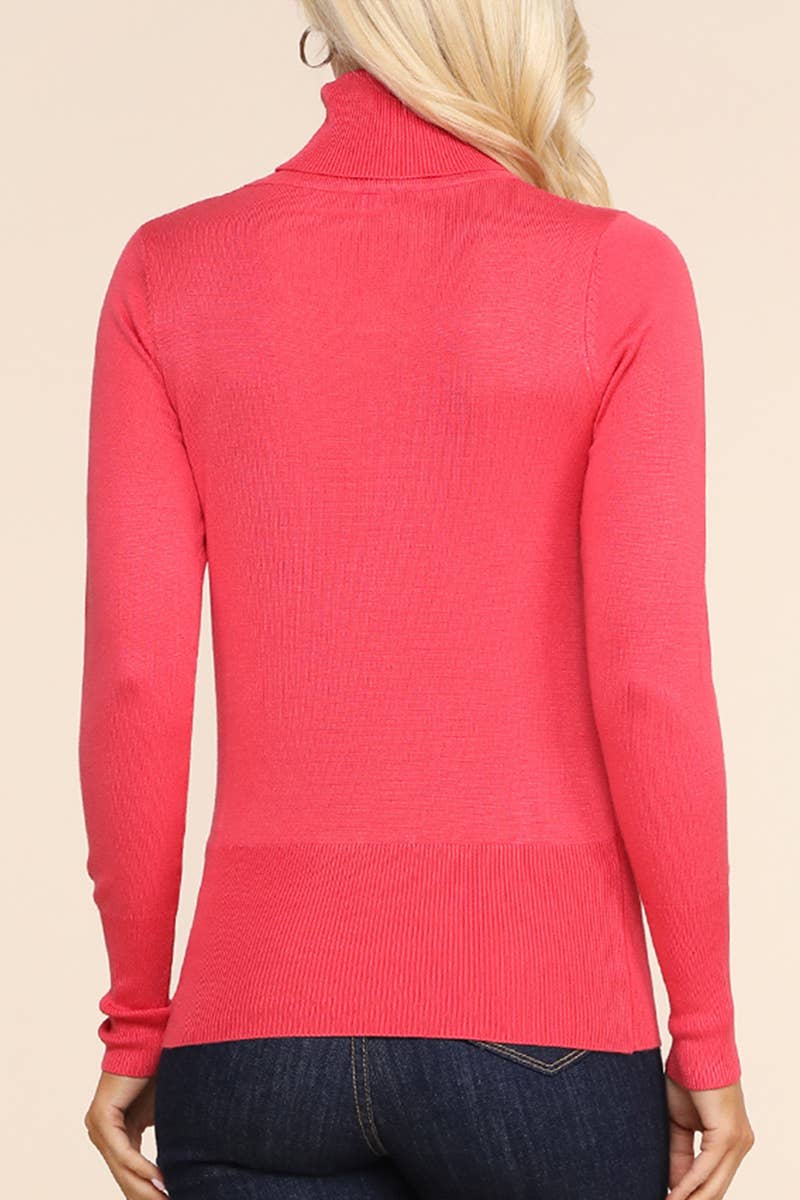 AWOSWL285_Stretch Turtle Neck Long Sleeve Pullover Sweater