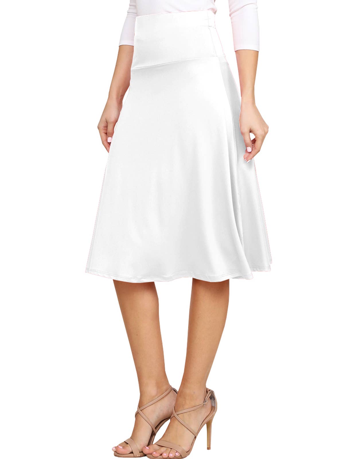 AWBMS204_High Waist Elastic Flared Midi Skirt