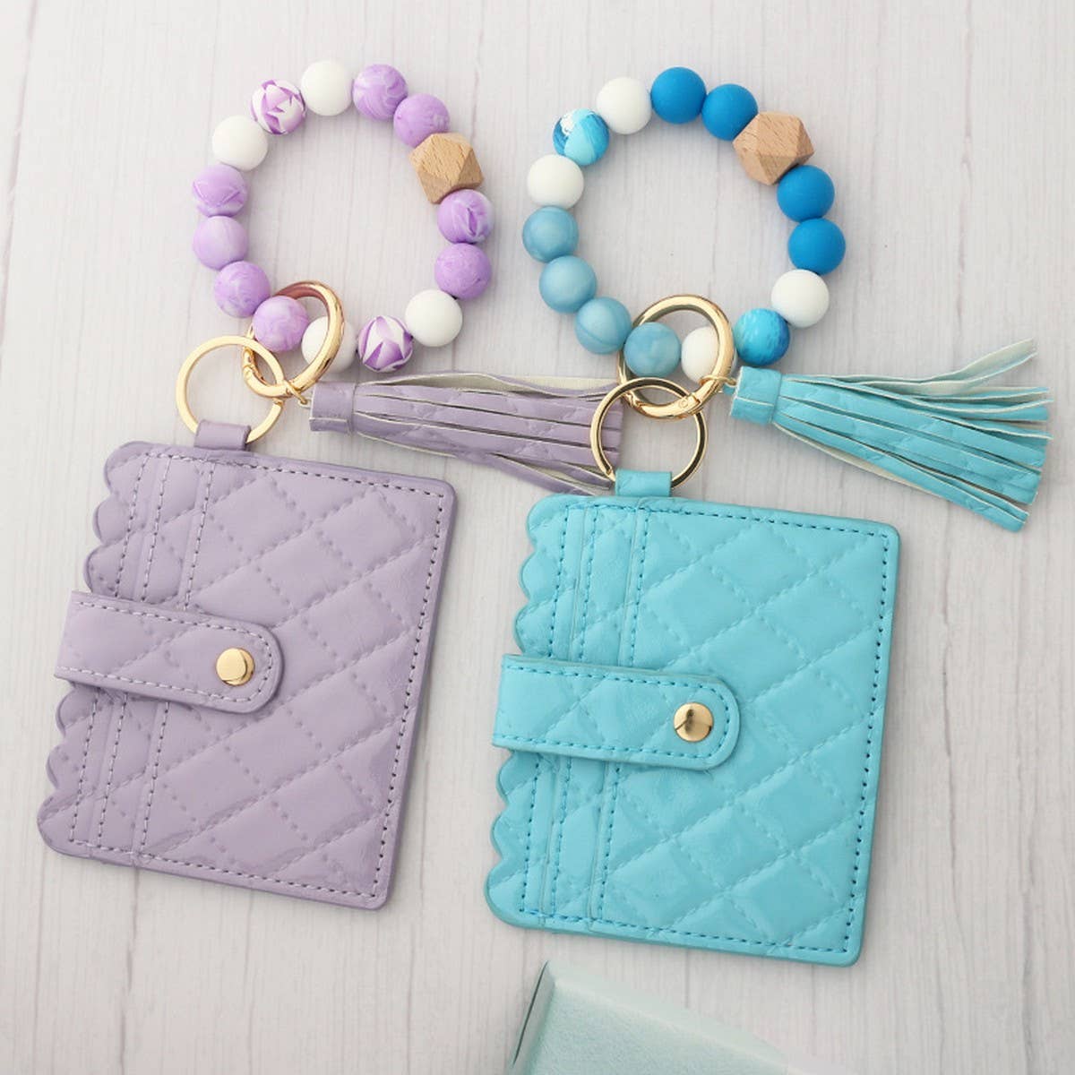 Geometric Beaded Wallet Keychain for Women_CWAB4997